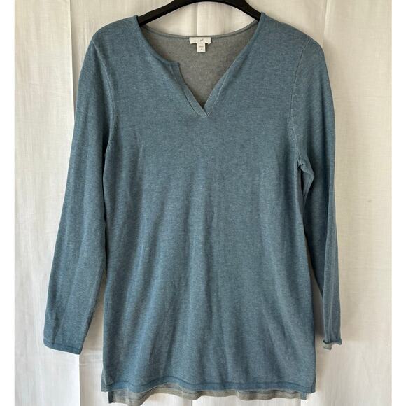 J. Jill Blue V-Neck Tunic Length Sweater Lightweight Size Small - Picture 1 of 6